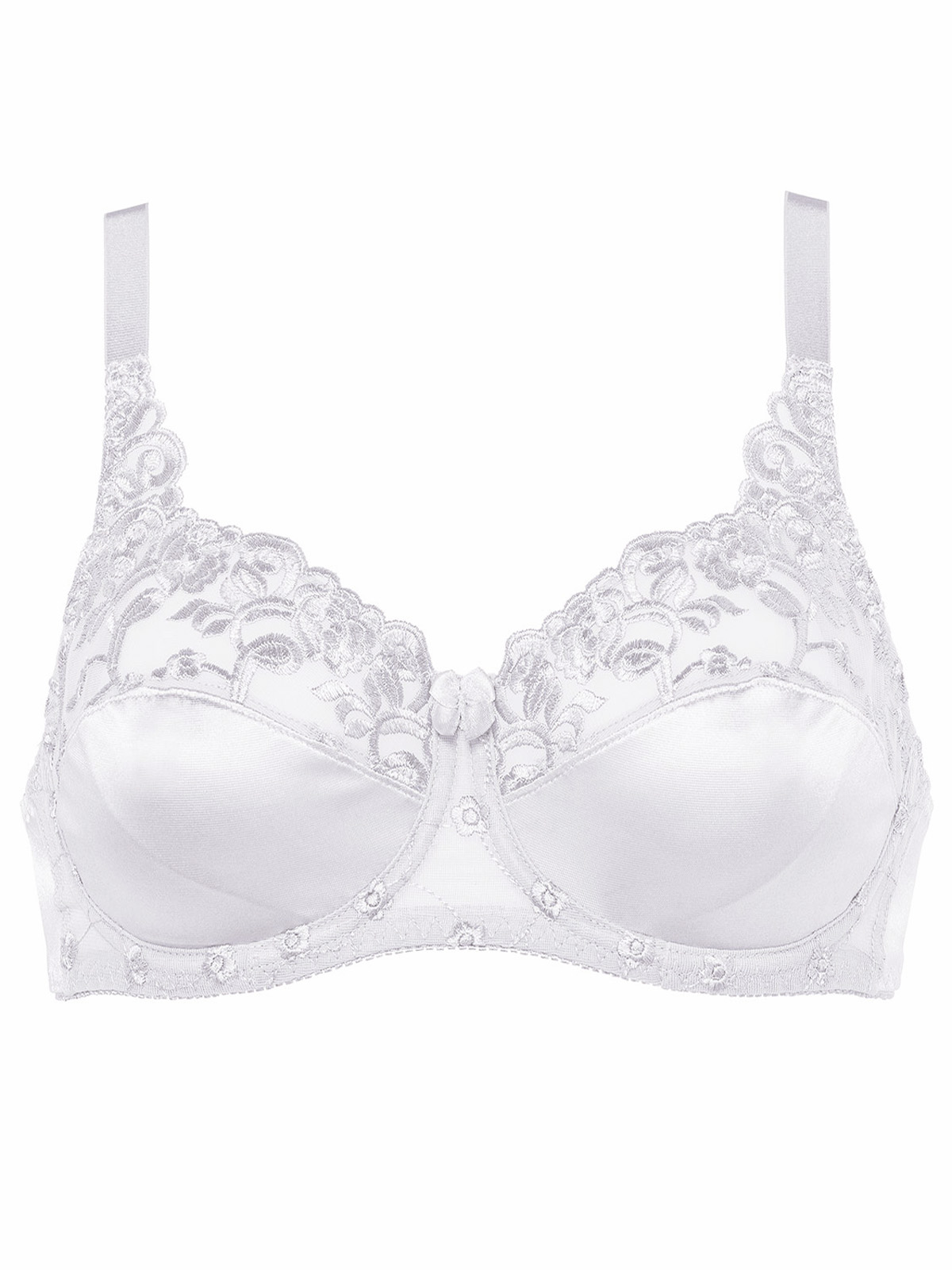 Naturana - - Naturana WHITE Floral Lace Underwired Satin Bra - Size 34 to 44  (B-C-D-DD)