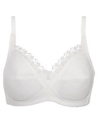 Naturana WHITE Lace Trim Soft Cup Wireless Bra - Size 34 to 44 (B-C-D) Naturana WHITE Lace Trim Soft Cup Wireless Bra - Size 34 to 44 (B-C-D)
