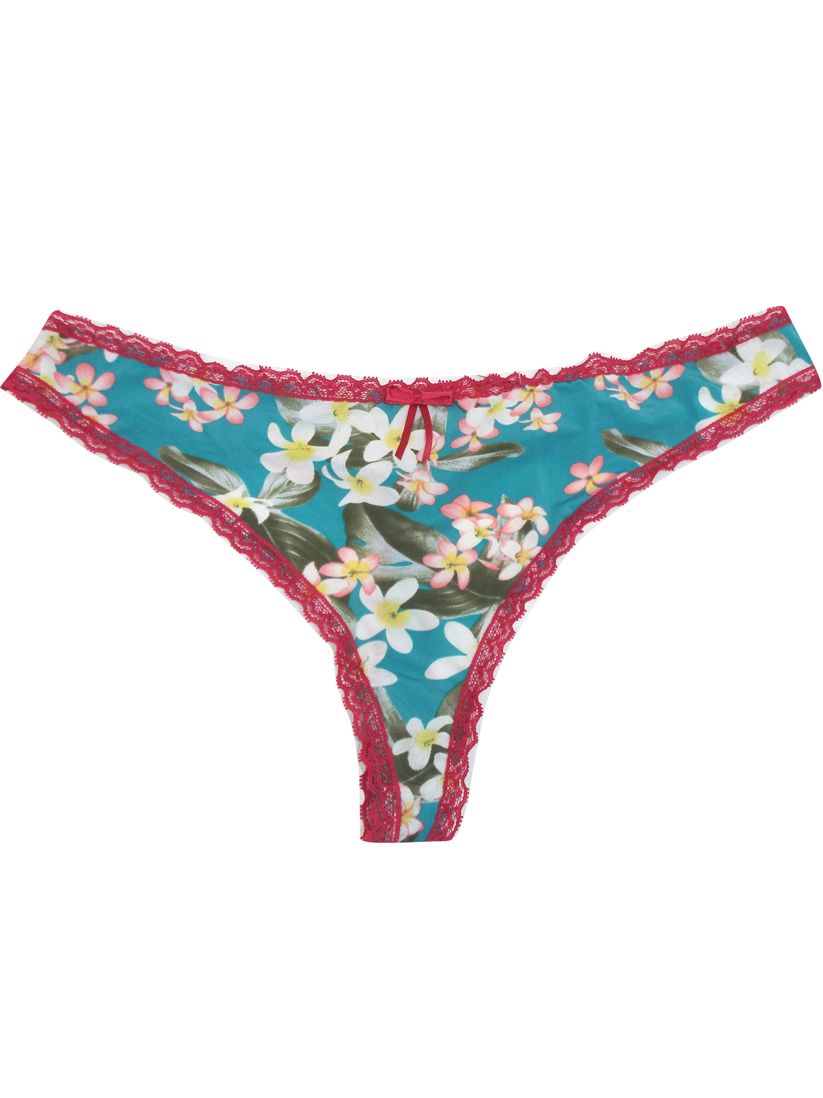 Cybele - - Cybele TEAL Oriental Floral Lace Trim Thong - Size 10 to 20