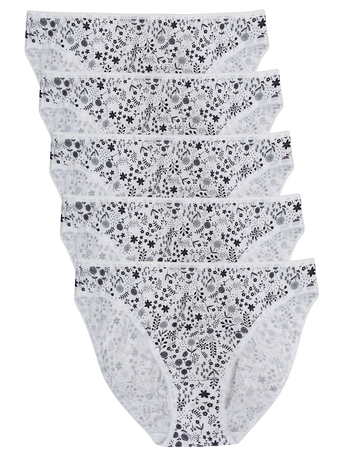 WHITE 5Pack Cotton Rich High Leg Knickers Size 12