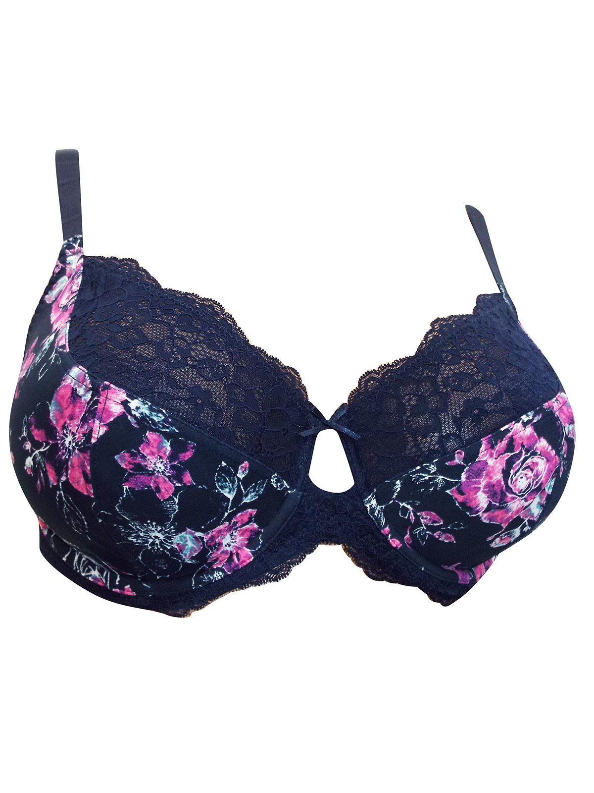 George - - G3ORGE NAVY Floral Print Non-Padded Full Cup Bra - Size 36 to 42  (C-D-DD-E-F-G)