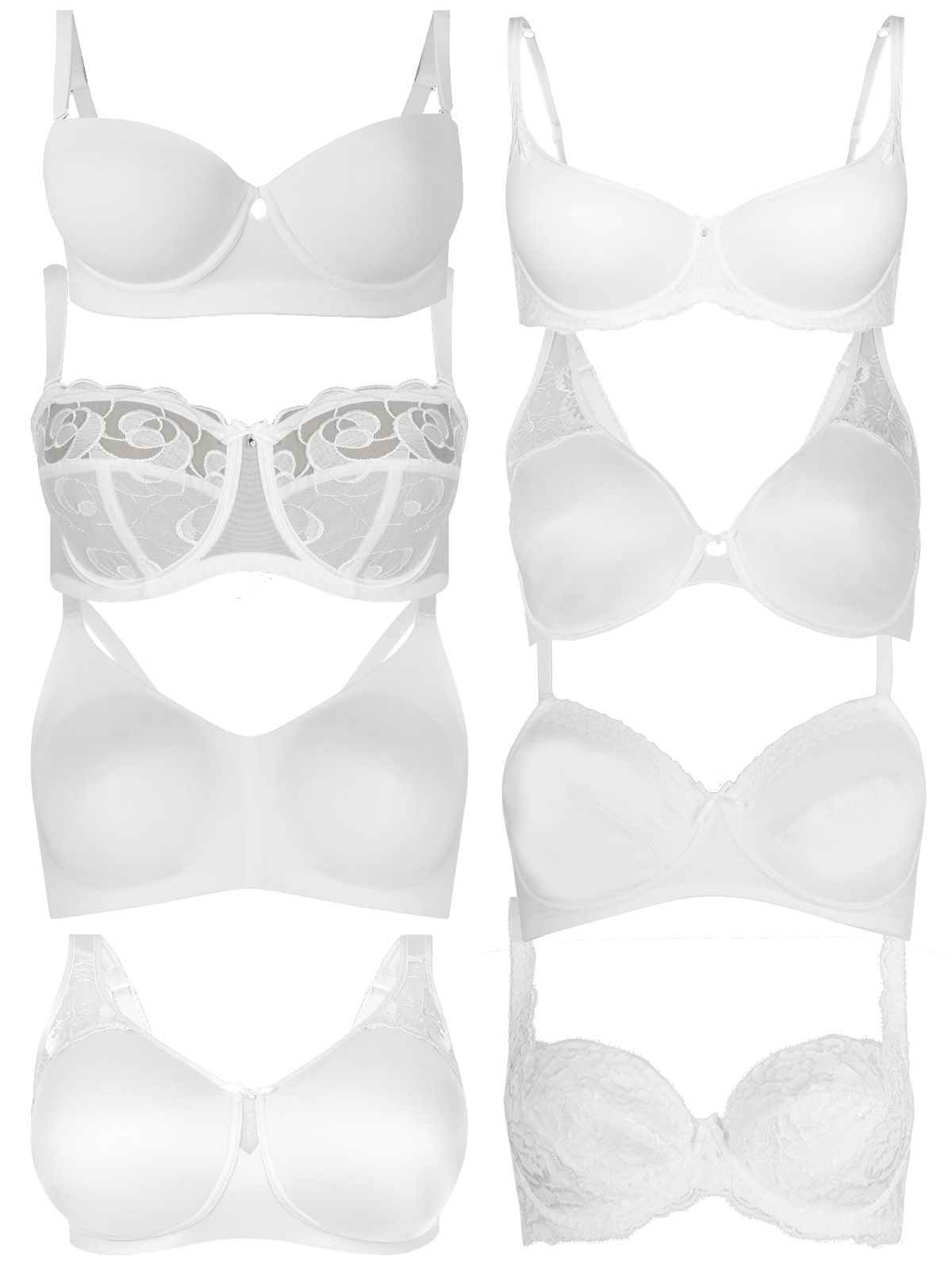 Marks And Spencer Mand5 Assorted Plain And Lace Bras Size 32 To 40 B