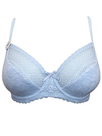 F&F BLUE Floral Lace Wired Full Cup Bra - Size 32 to 38 (B-C-D-DD)