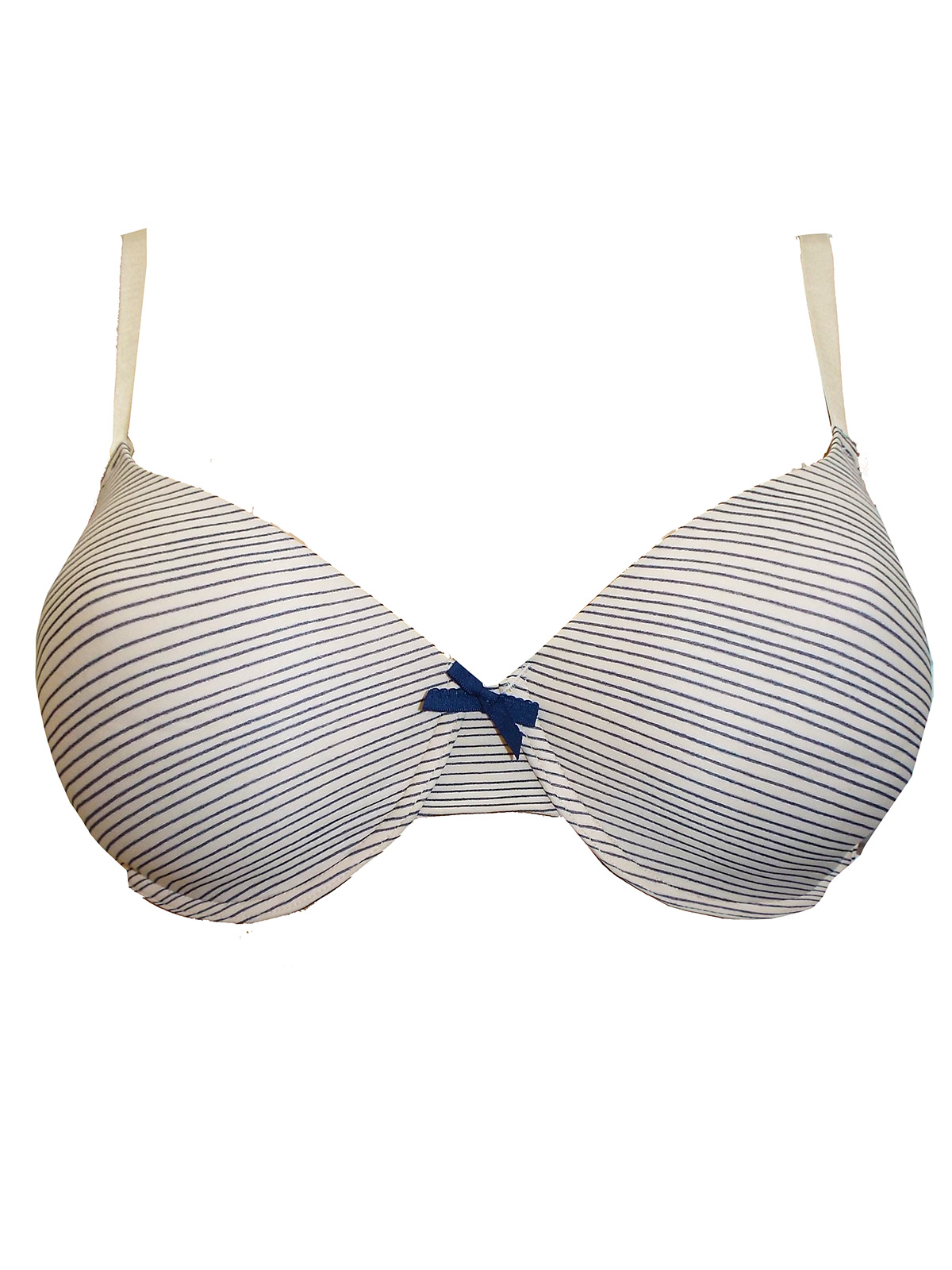 Ellen Tracy - - Ellen Tracy NUDE Striped Padded & Wired T-Shirt Bra - Size  36 to 38 (D cup)