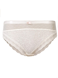 M&5 CREAM Mesh & Lace High Leg Knickers - Size 8 to 22