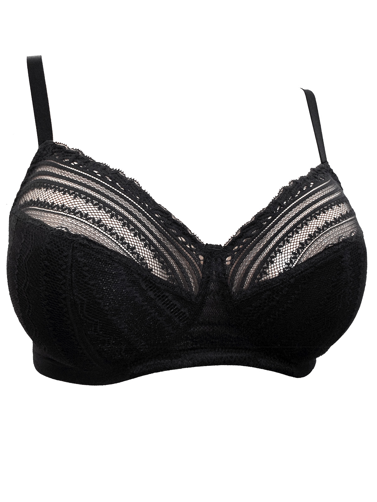 Marks And Spencer - - M&5 BLACK Ornate Stripe Lace Non-Wired Full Cup ...