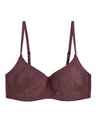OYSHO BURGUNDY Lace Moulded Cup Non-Wired Bra - Size 32 to 36 (B cup)