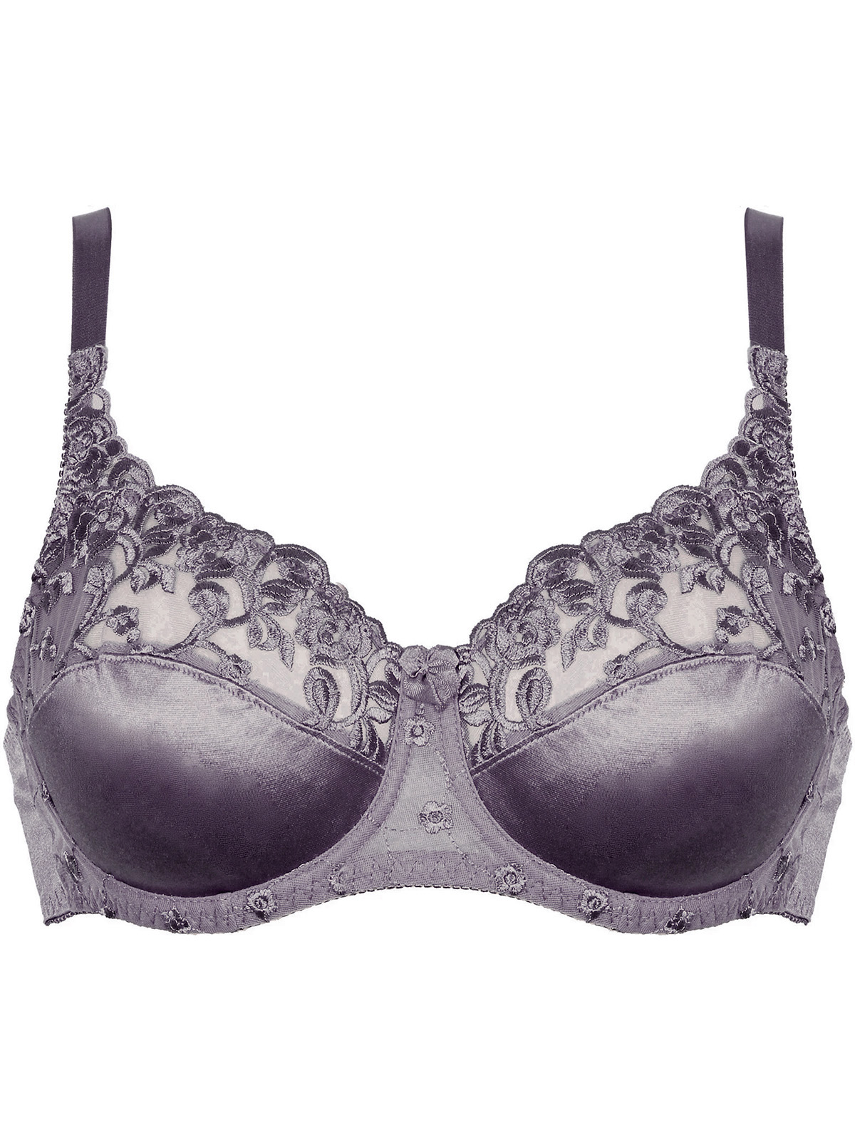 Naturana - - Naturana WHITE Floral Lace Underwired Satin Bra - Size 34 to 44  (B-C-D-DD)
