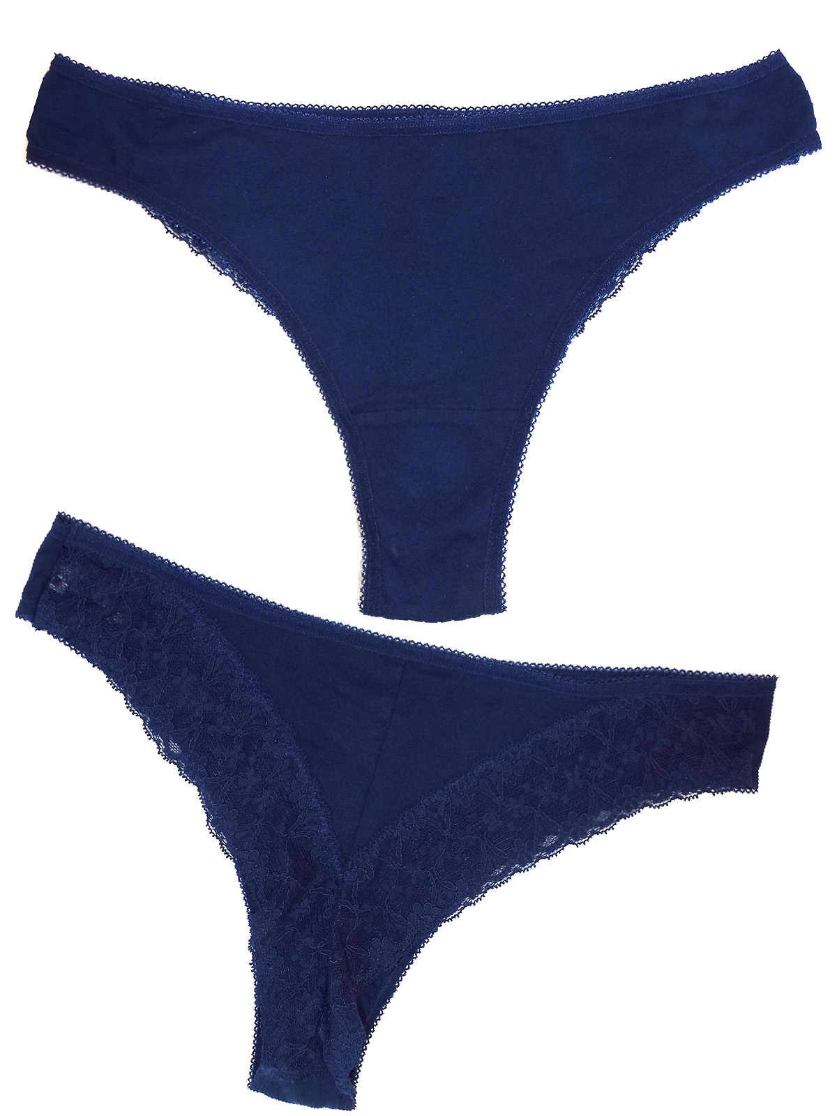 George G3orge Midnight Blue Lace Trim Brazilian High Cut Knickers Size 10 To 14 3104