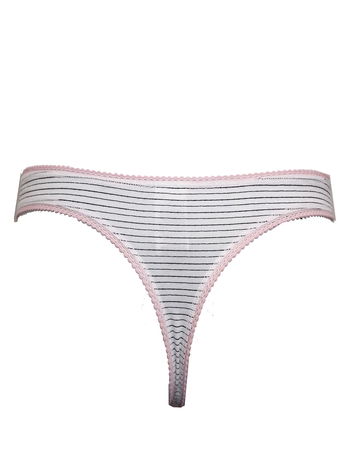 F&F - - F&F WHITE Striped Cotton Rich Low Rise Thong - Size 6 to 14