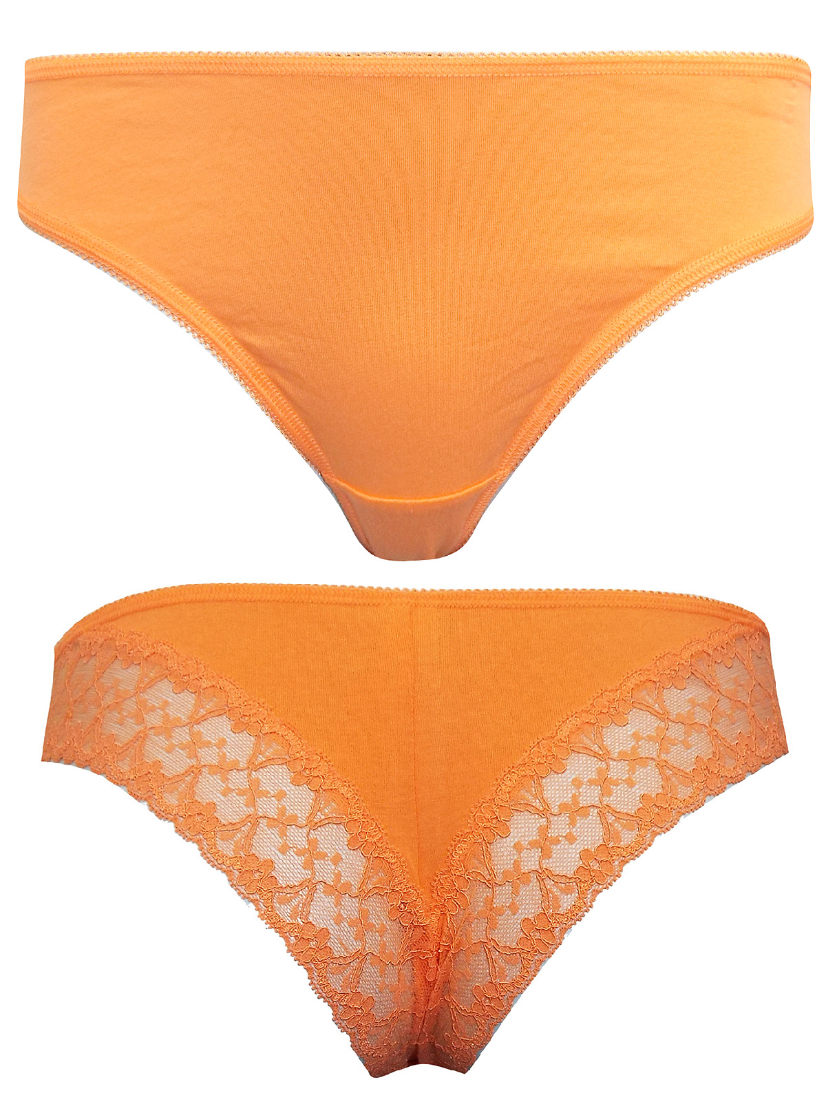 George G3orge Bright Orange Lace Trim Brazilian High Cut Knickers