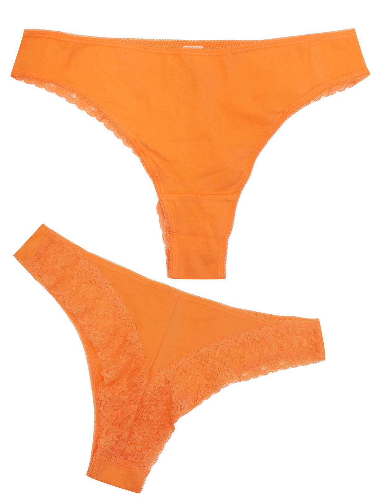 George G3orge Bright Orange Lace Trim Brazilian High Cut Knickers