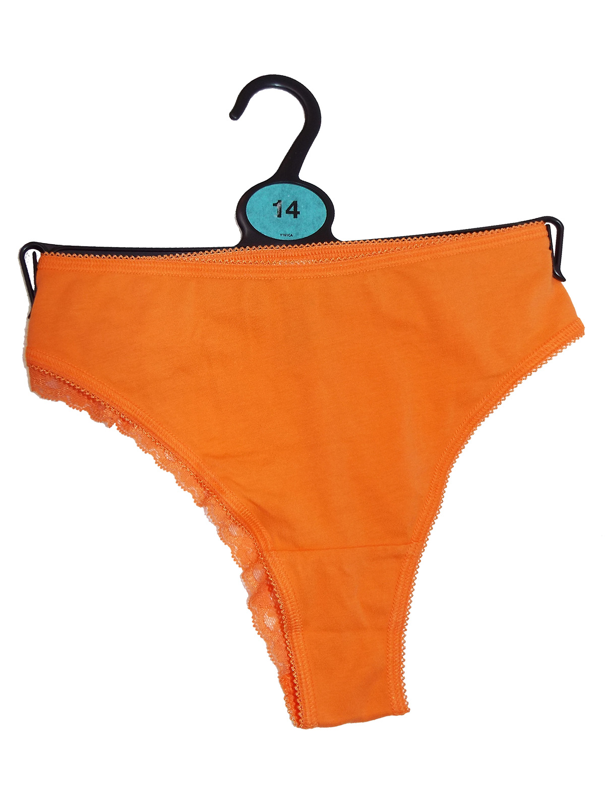 BRIGHTORANGE Lace Trim Brazilian High Cut Knickers Size 14 to 20