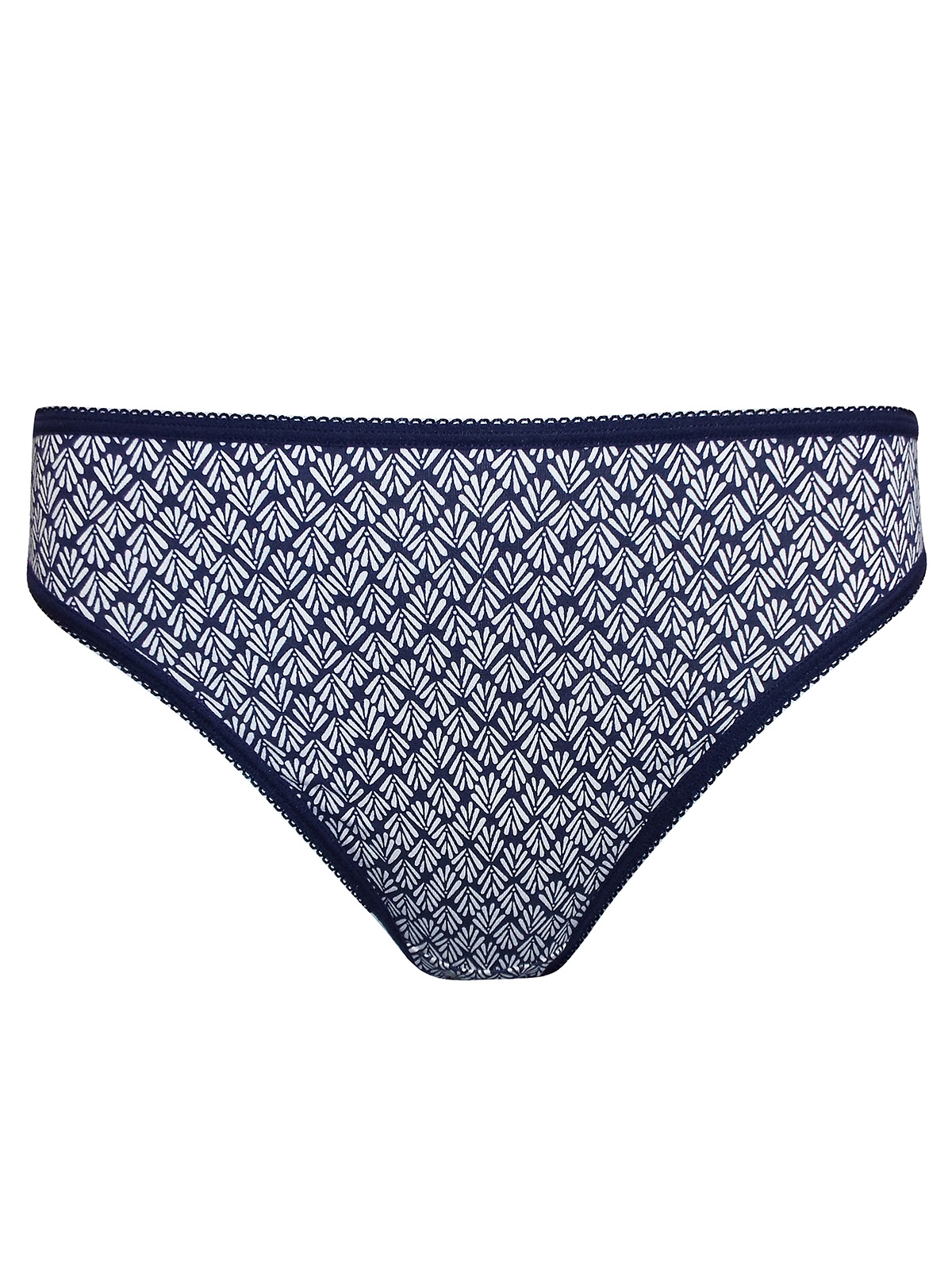 NAVY Printed Cotton Rich High Leg Knickers Size 12
