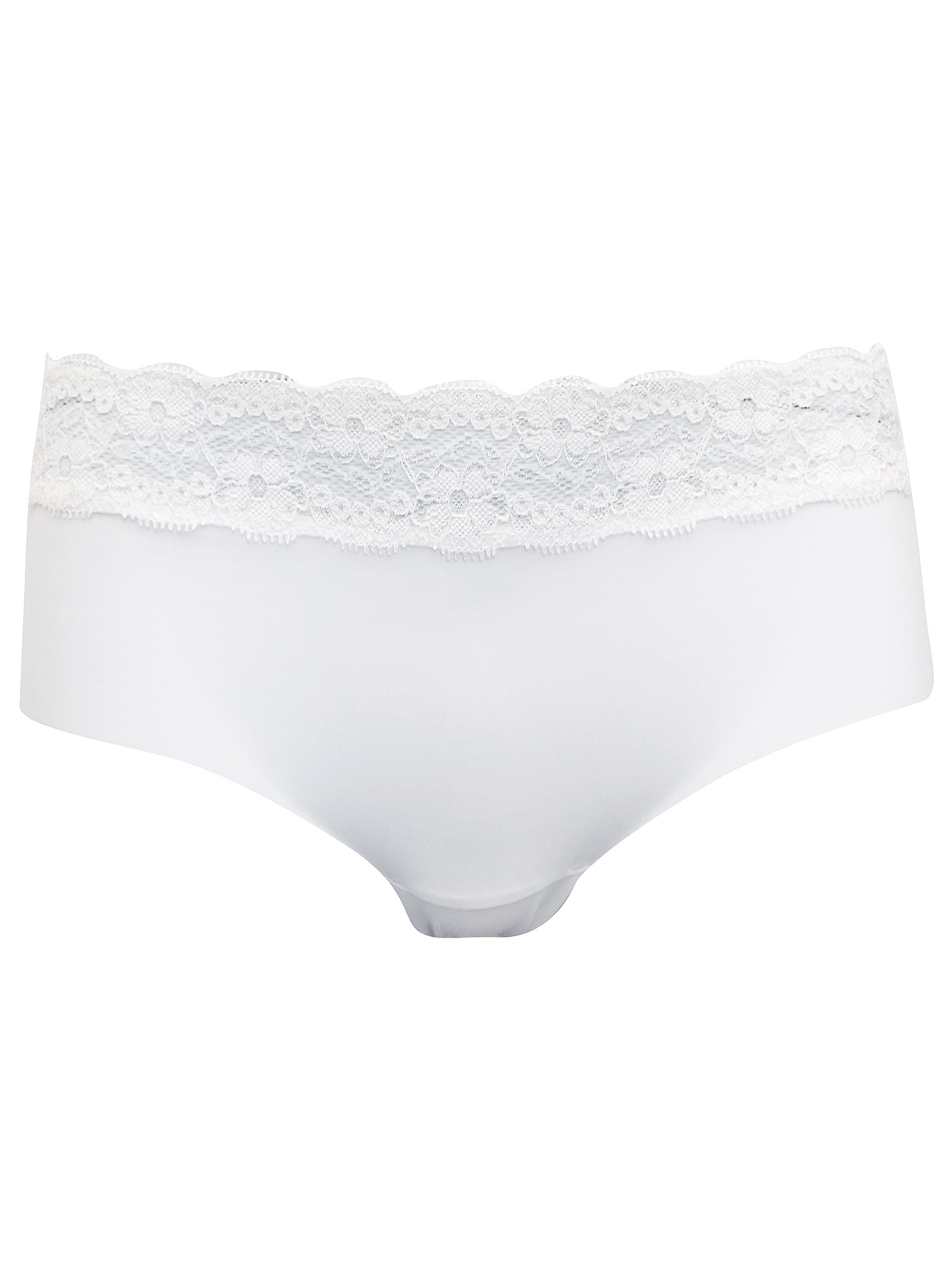 WHITE Lace Panel No VPL Midi Knickers Size 12