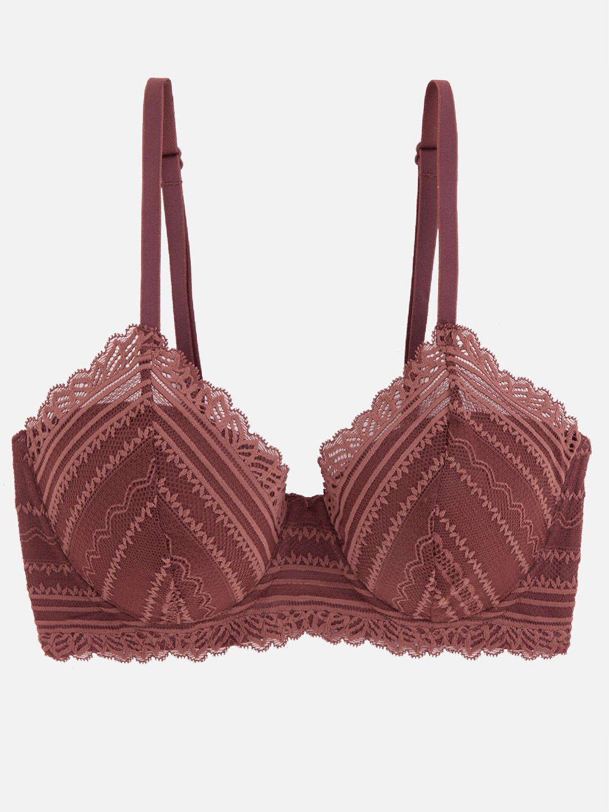 Lightly Lined Lace Bra - Jingle Red