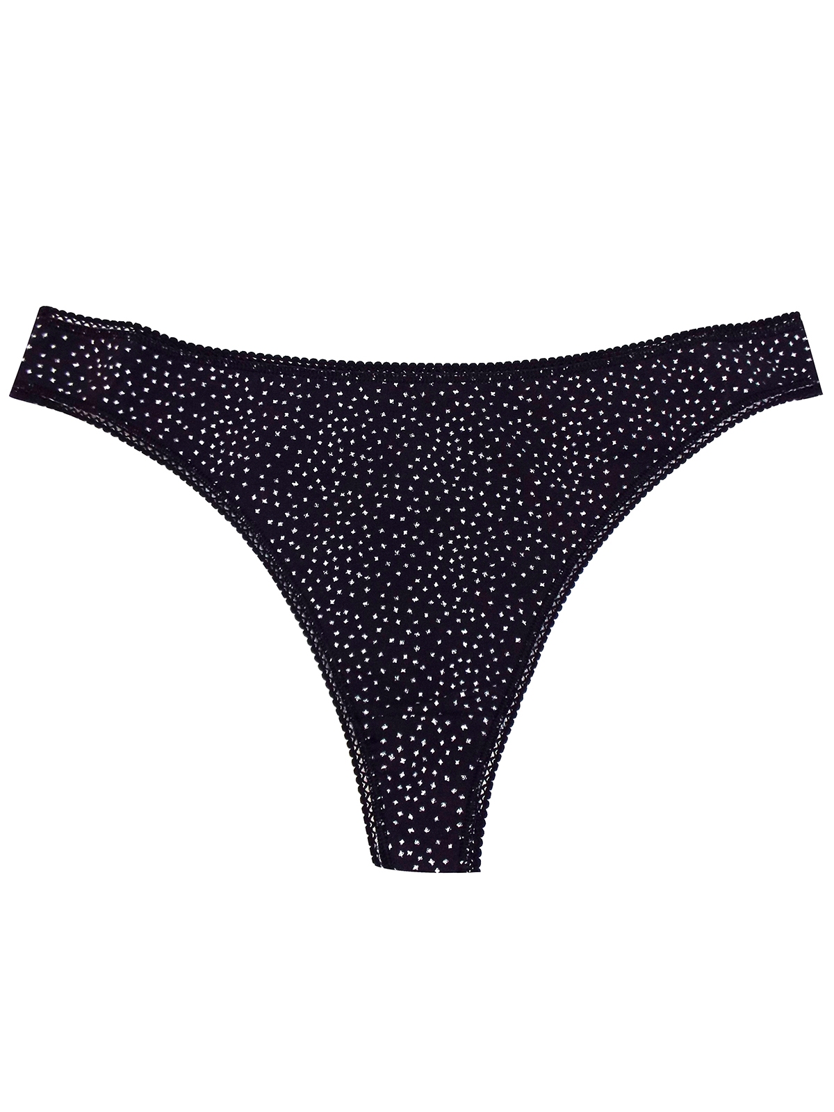 Fandf Fandf Black Cotton Rich Polka Dot Thong Size 8 To 10 1033