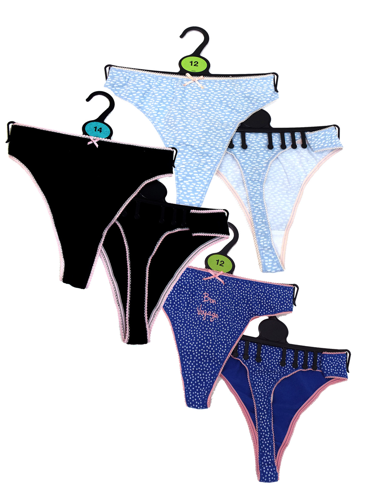 F&F F&F ASSORTED Cotton Rich Thongs Size 10 to 16