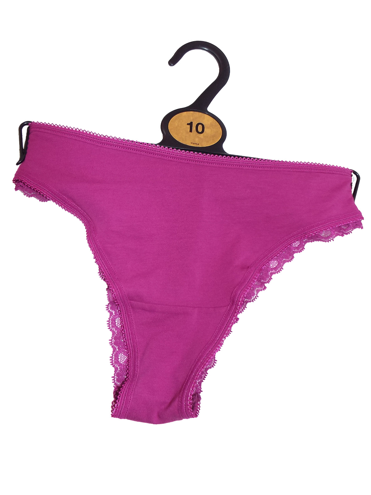 MAGENTA Cotton Rich Lace Trim Brazilian Knickers