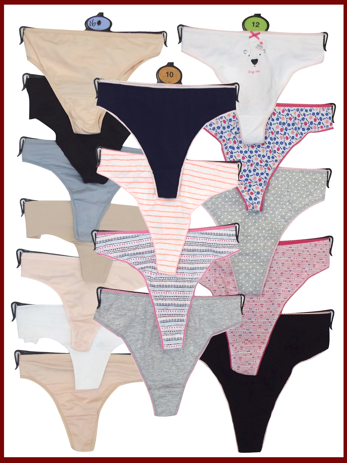 ASSORTED Cotton Rich, No VPL & Bandeau Thongs Size