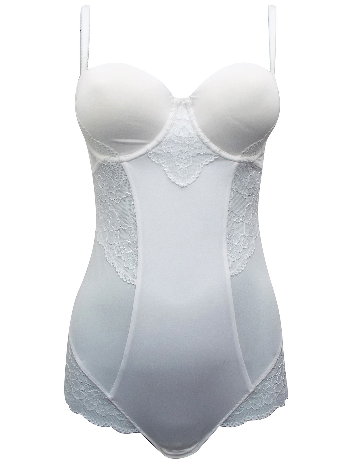WHITE Control Cupped Lace Body - Size 34 to 38 (B-D)