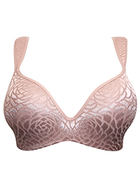 Trofé TAUPE Sally Rose Jacquard Patterned T-Shirt Bra - Size 34 to 44 (B-C-D-E)