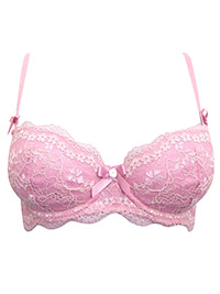 PINK Chloe Contrast Balconette Bra - Size 28 to 32 (B-C-D-F)