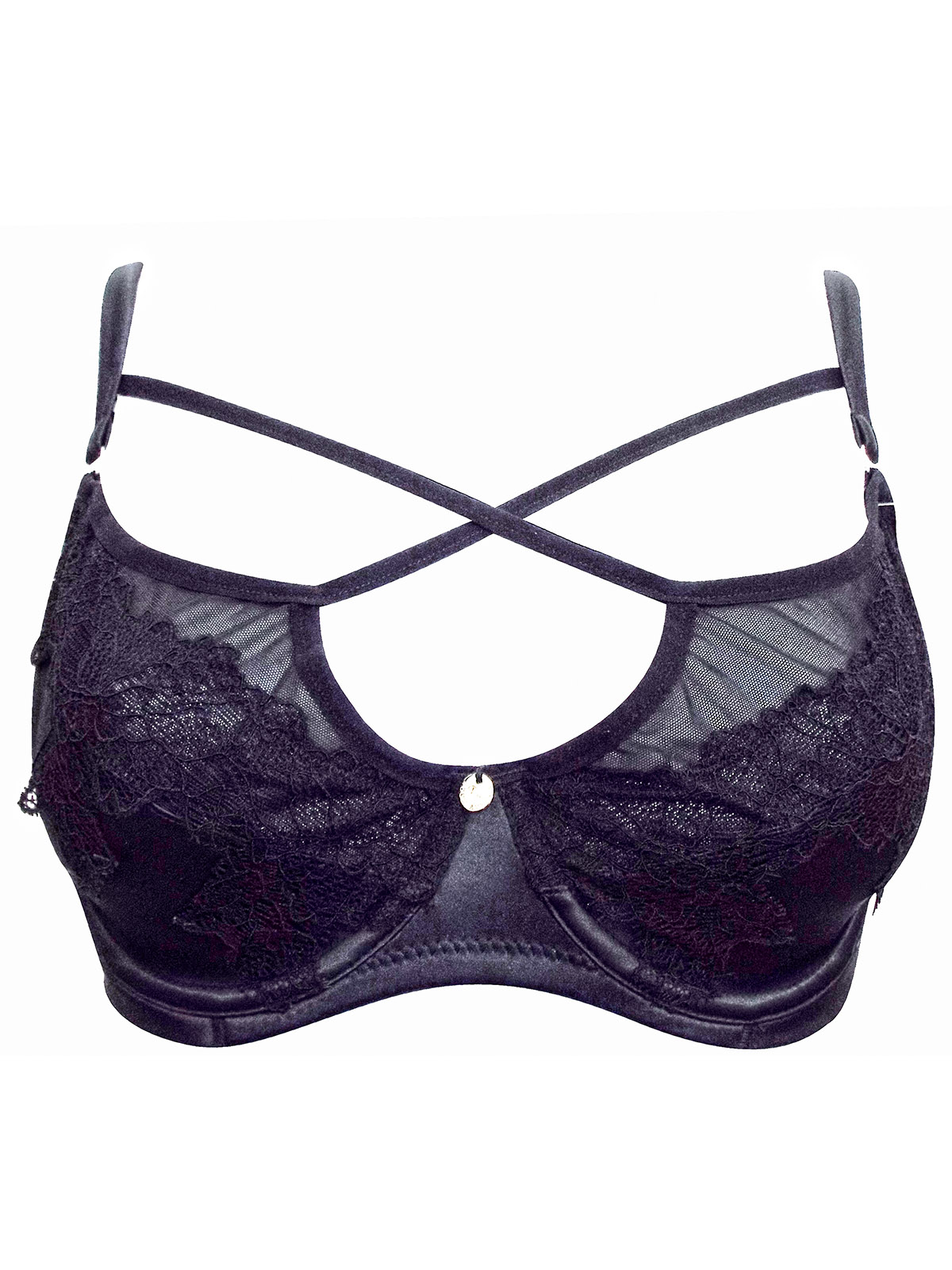 Boux Avenue Boux Avenue Black Lace Harness Strap Plunge Bra Size 32 To 36 C Dd 1488