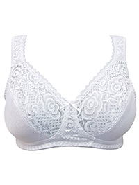 Trofé WHITE Elin Total Support Lace Non-Wired Bra - Size 34 to 46 (B-C-D-DD)