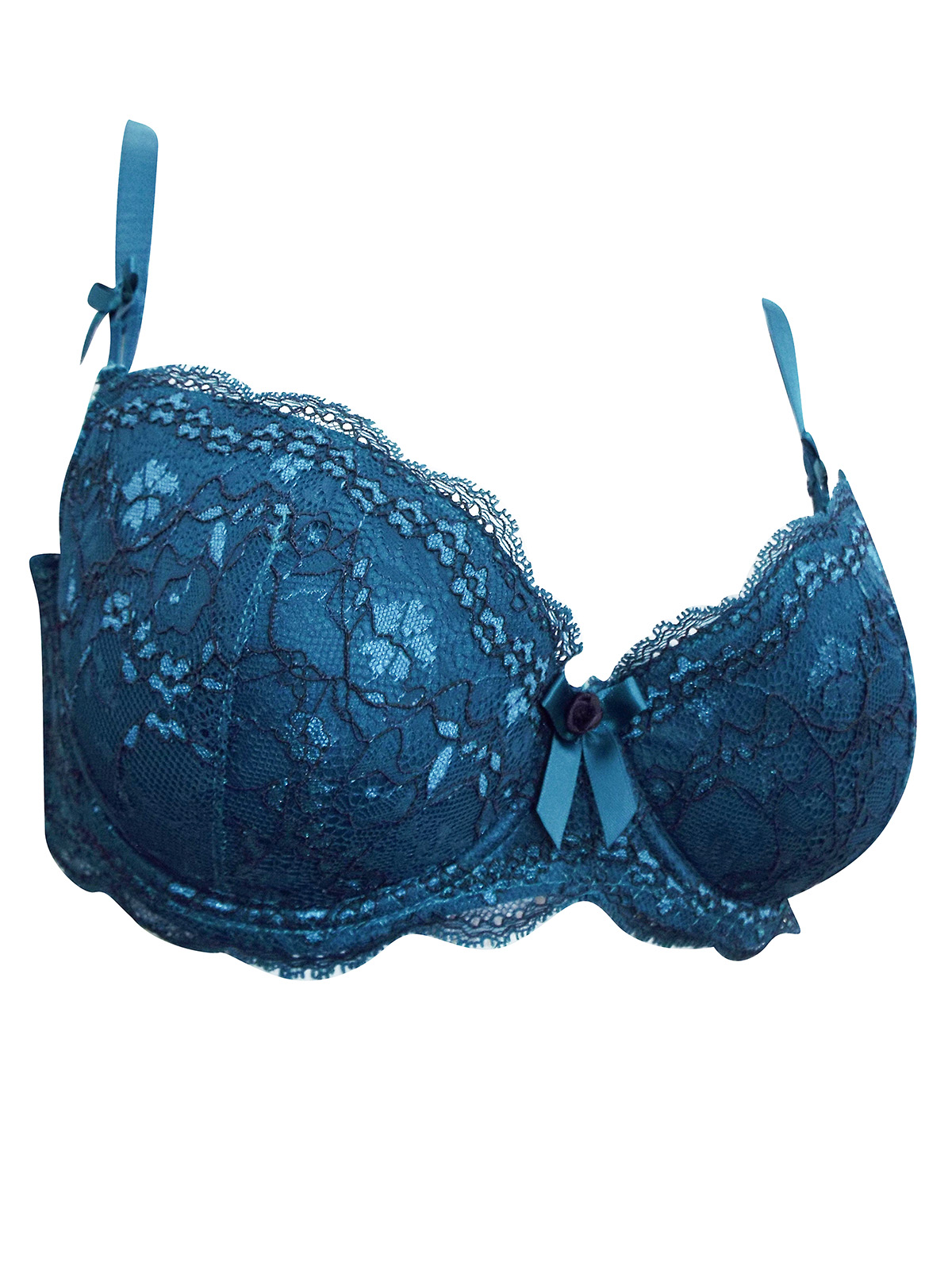 Boux Avenue - - Boux Avenue EMERALD/BLACK Chloe Lace Balconette Bra ...