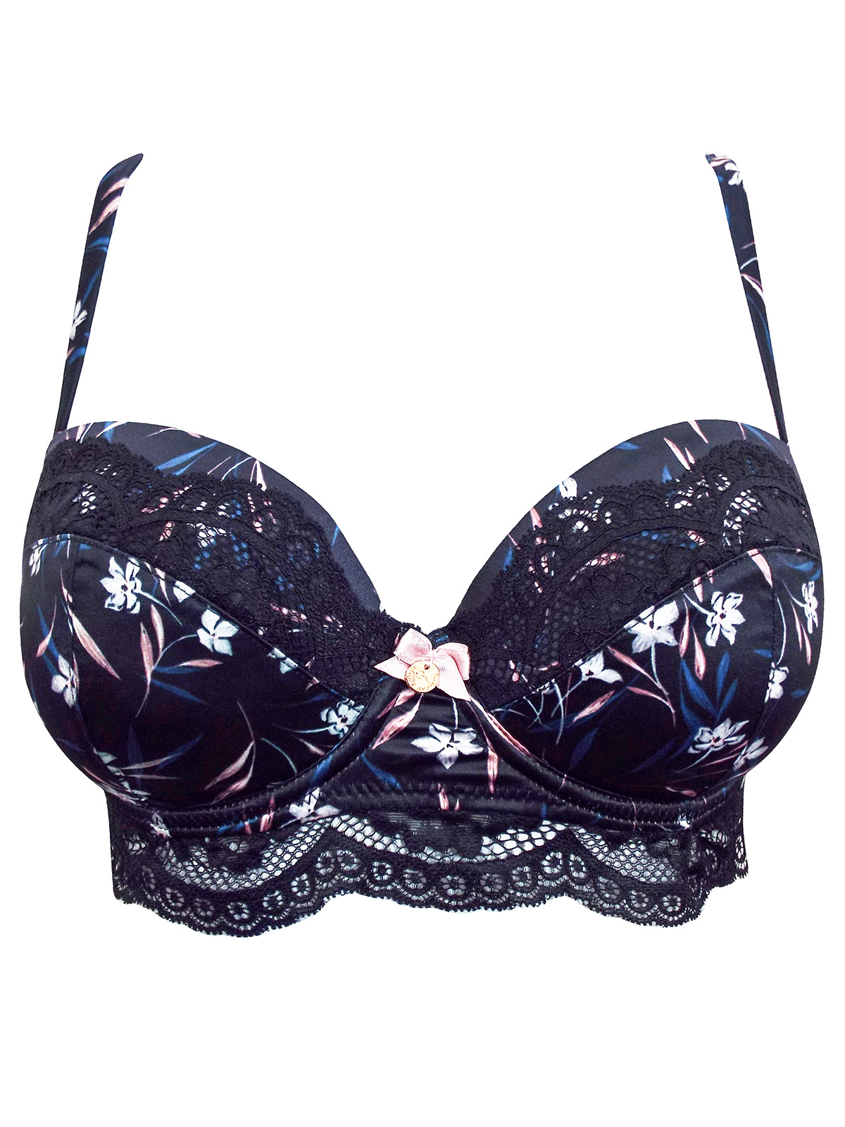 Boux Avenue - - Boux Avenue BLACK Print Satin Bouxtique Balconette Bra ...