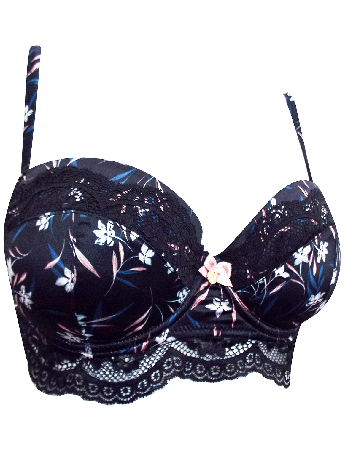 Boux Avenue - - Boux Avenue BLACK Print Satin Bouxtique Balconette Bra ...