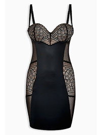 BLACK Lace Panel Control Cupped Body - Size 32 to 38 (A-B-C-D-DD)