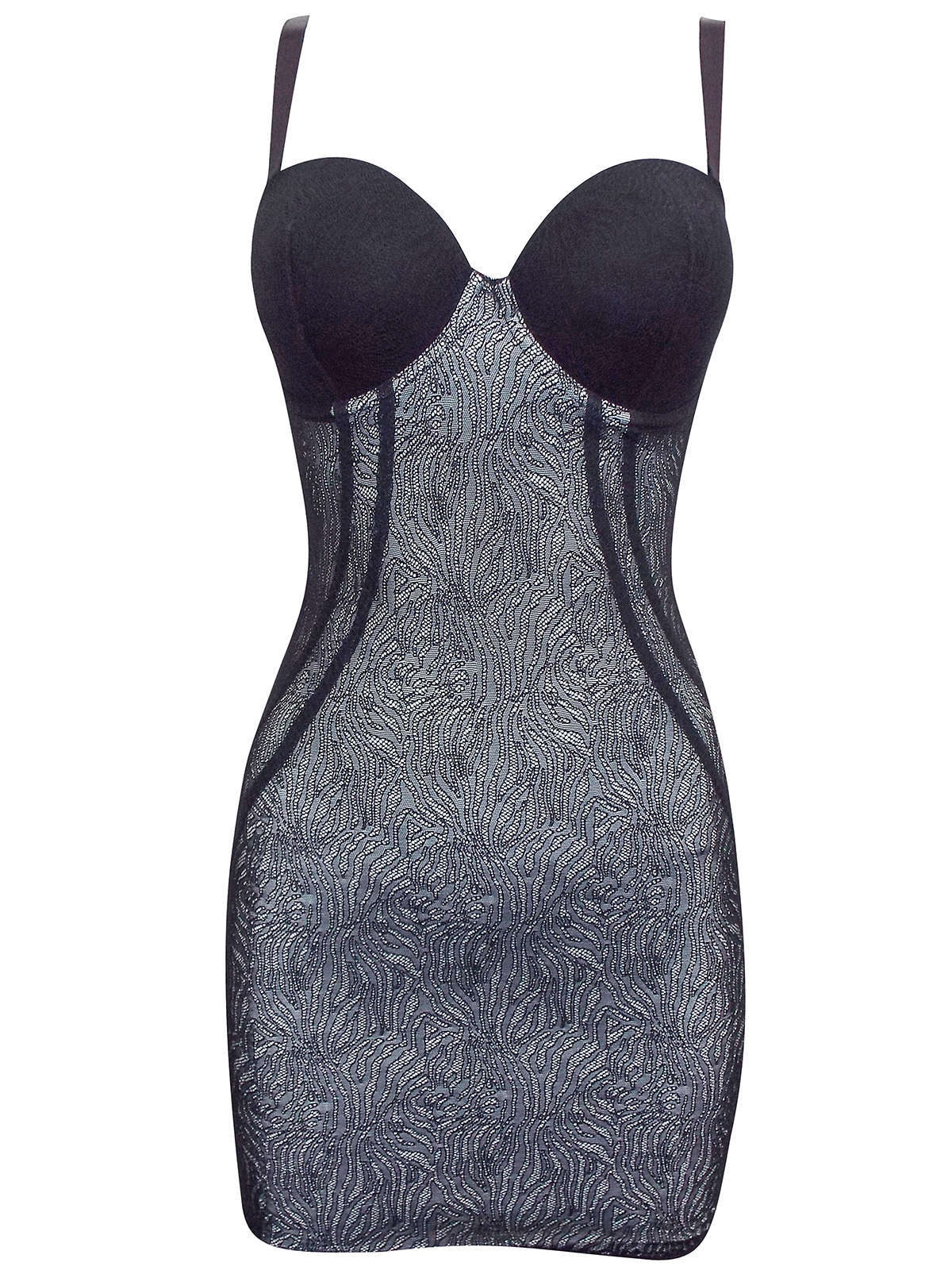 BLACK Lace Panel Cupped Slip Size 32 to 38 (DD cup)