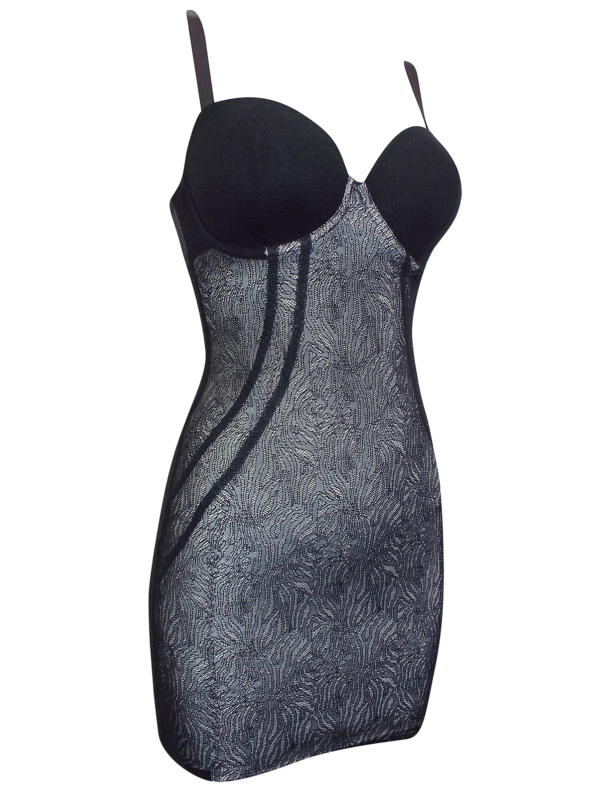 BLACK Lace Panel Cupped Slip Size 32 to 38 (DD cup)