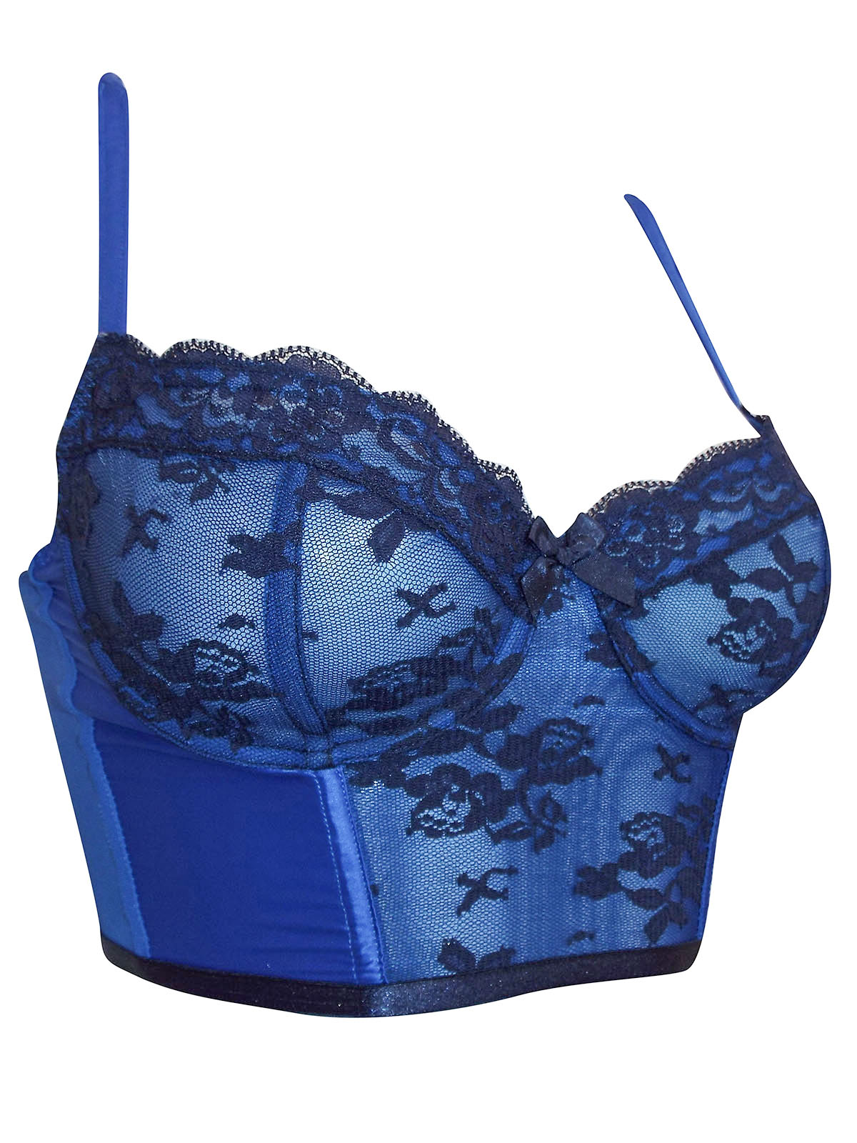 Topshop - - T0PSHOP COBALT Underwired Lace Longline Bra - Size 32 To 34 ...