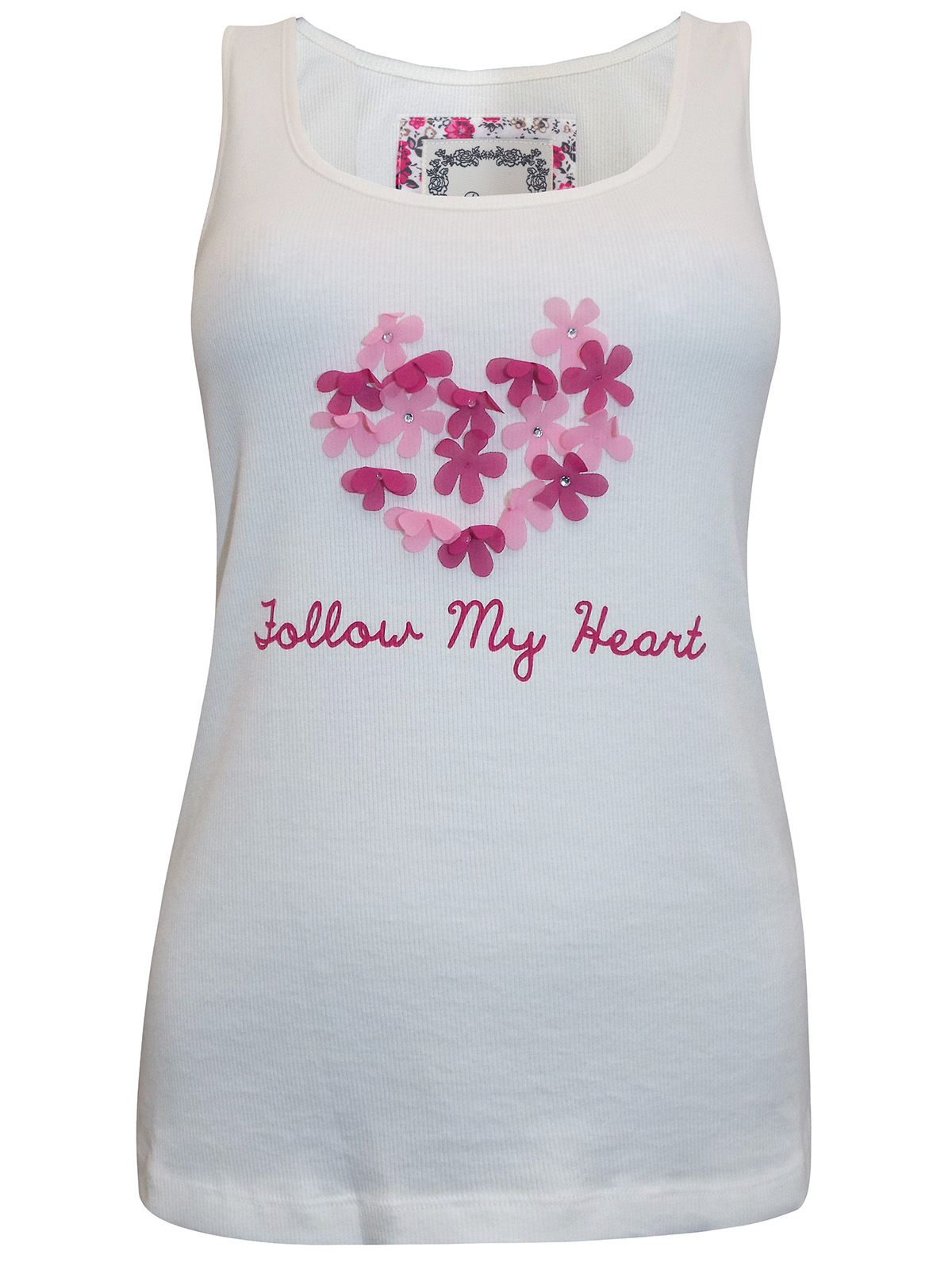 Boux Avenue Boux Avenue WHITE Ferne Floral Lace Jersey Vest Size 12