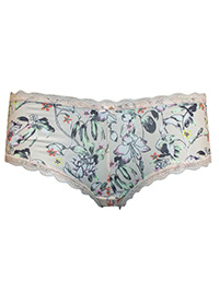 VS IVORY Floral Print Lace Trim Cheekie Brazilian Knickers - Size 8/10 to 16 (S to L)