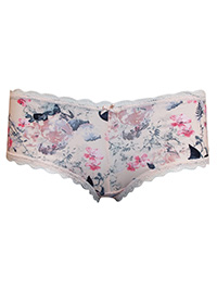 VS PINK Floral Print Lace Trim Cheekie Brazilian Knickers - Size 8/10 to 16 (S to L)