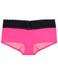 VS NEON-PINK Contrast Waist Lace Trim Shortie Knickers - Size 12/14 to 18 (M to XL)