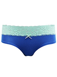 LaSenza BLUE Contrast Lace Trim Hiphugger Knickers - Size S to M