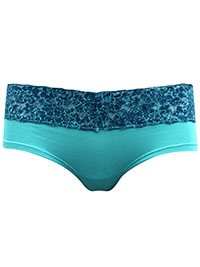 LaSenza TURQUOISE Contrast Lace Trim Hiphugger Knickers - Size S to XL