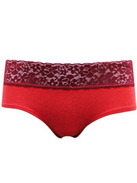 LaSenza RED Contrast Lace Trim Hipster Knickers - Size S to XL