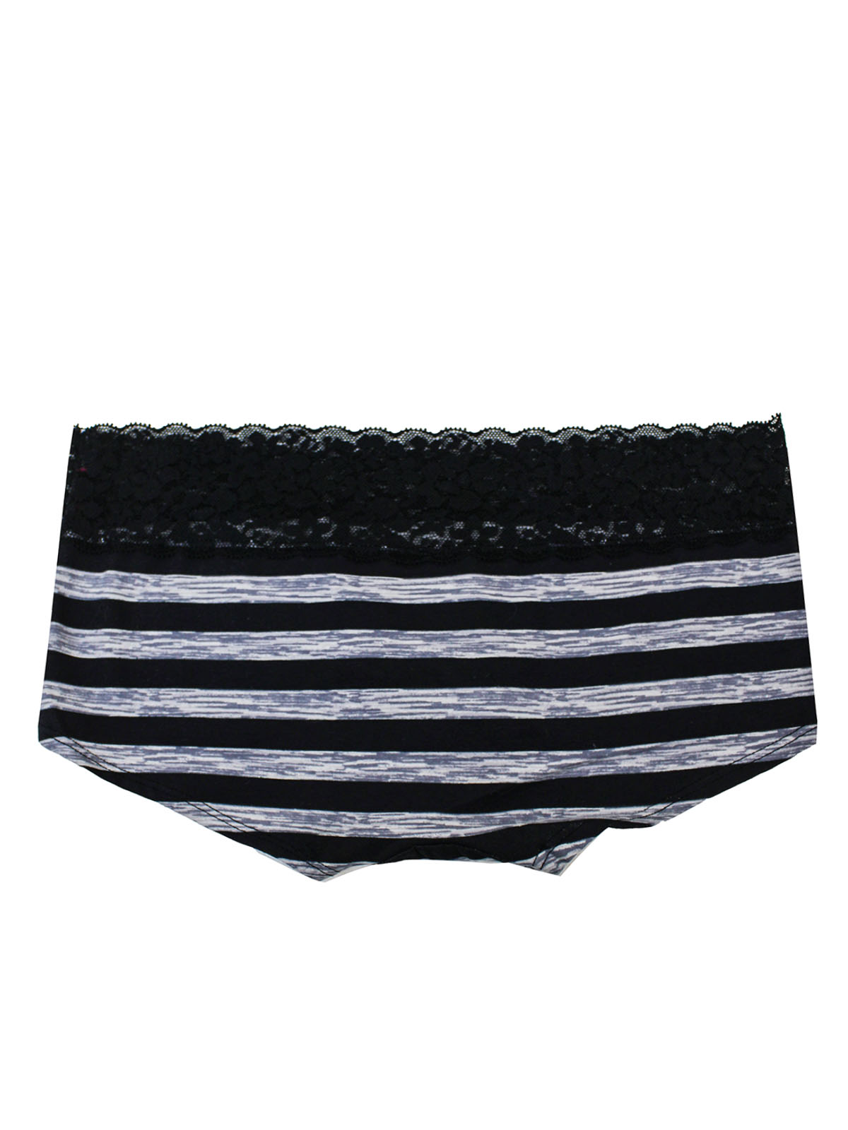 La Senza LaSenza BLACK Contrast Lace Trim Striped Shortie Knickers