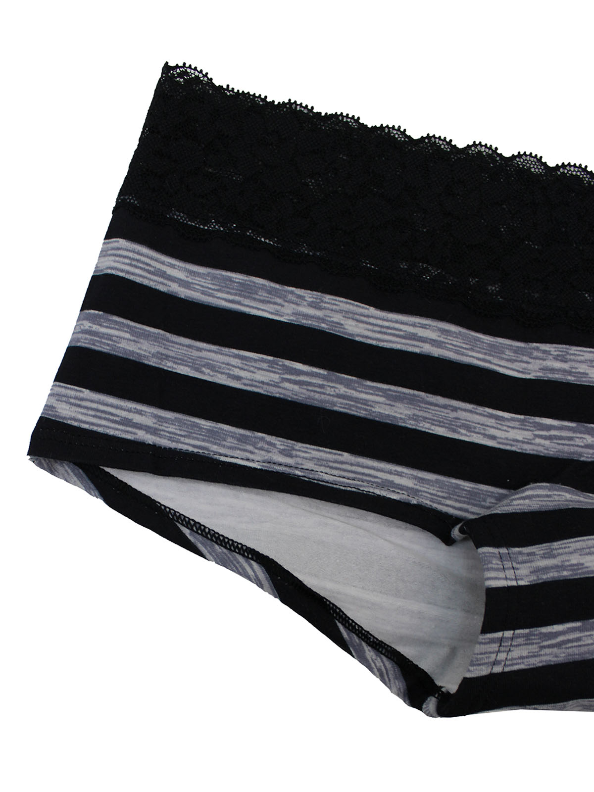 La Senza LaSenza BLACK Contrast Lace Trim Striped Shortie Knickers