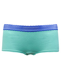 LaSenza AQUA Contrast Lace Trim Shortie Knickers - Size 4/6 to 16/18 (XS to XL)
