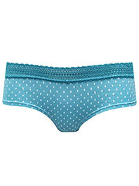 LaSenza BLUE/WHITE Lace Trim Polka Dot Hipster Knickers - Size XS to XL