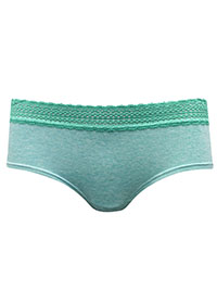 LaSenza GREEN-MARL Lace Trim Hipster Knickers - Size S to M