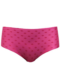 PINK Lips Print Brazilian Knickers - Size 8 to 12/14 (S to L)