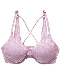 MAUVE Lace Overlay Wired Front Closure Bra - Size 34 to 36 (B-C)